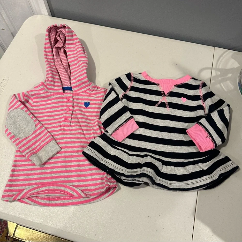 12 Months Carter's Peplum Sweatshirt & Long Sleeve Hoodie with Elbow Pads